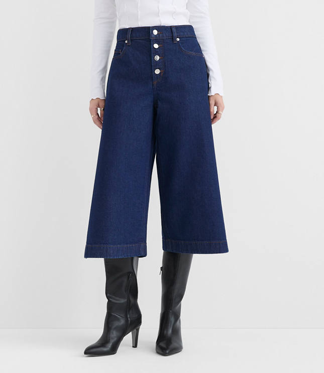 Rivete Petite High Rise Gaucho Jeans in Nova Wash