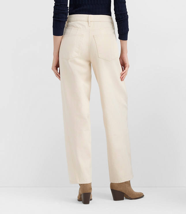 Rivete Seamed High Rise Barrel Jeans in Ivory