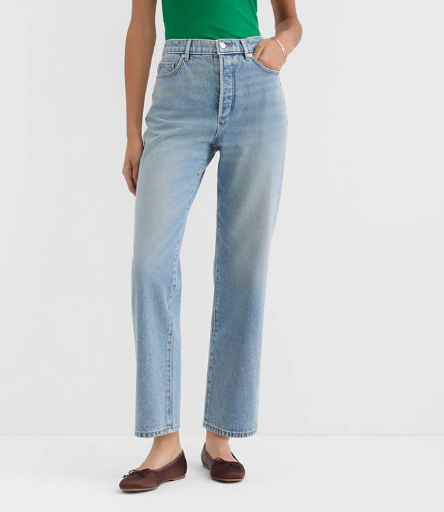 Rivete High Rise Straight Jeans in Vintage Mid Wash