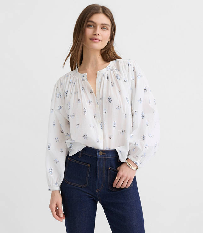 Floral Balloon Sleeve Blouse