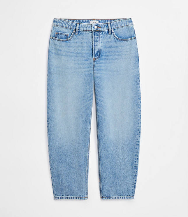 Rivete Petite Curvy Mid Rise Barrel Jeans in Aura Wash