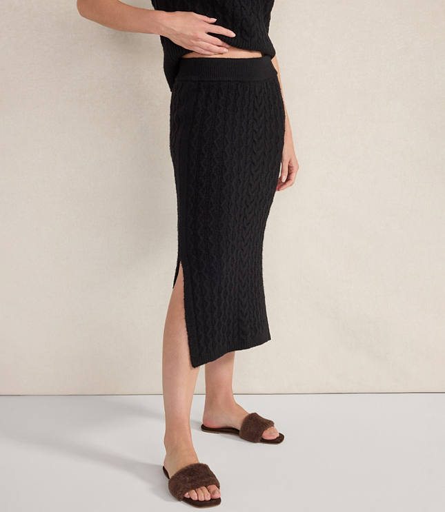 Haven Well Within Organic Cotton Blend Cable Midi Skirt