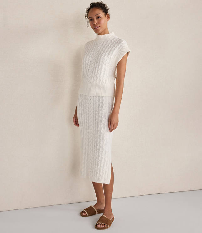 Haven Well Within Organic Cotton Blend Cable Midi Skirt