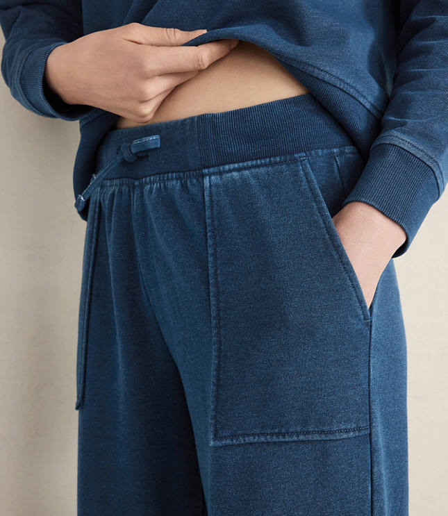 Haven Well Within Indigo Washed Cotton Fleece Straight Leg Pants