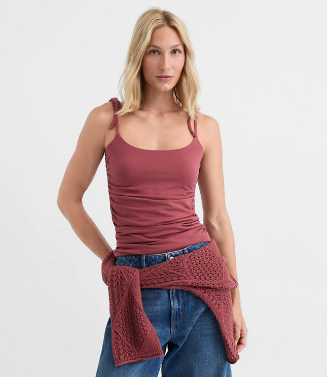 Tie Strap Ruched Tank Top carousel Product Image 1