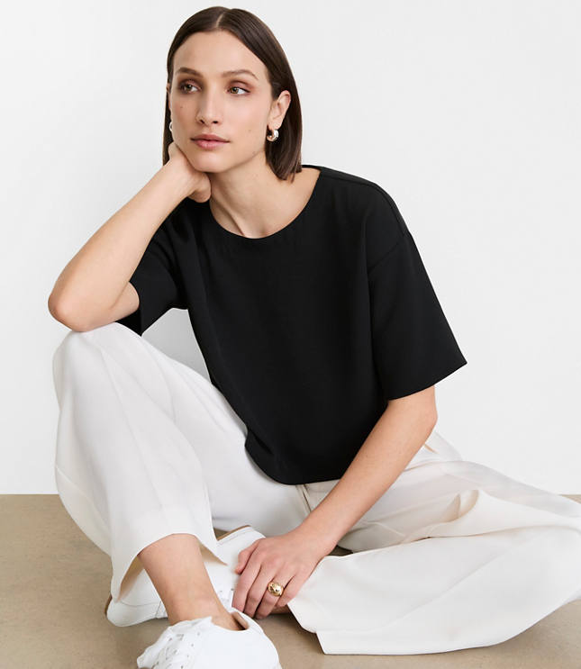 LOFT Versa Crepe Drape Relaxed Tee