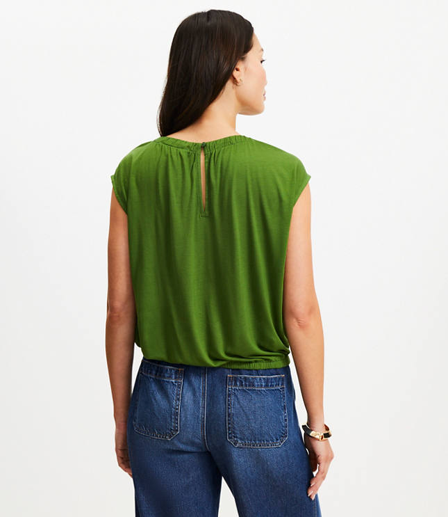 Bubble Hem Mixed Media Top