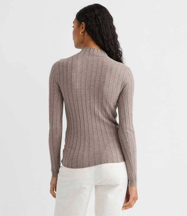 Heathered Ribbed Mock Neck Sweater