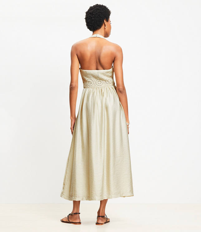 Petite Crochet Halter Midi Dress