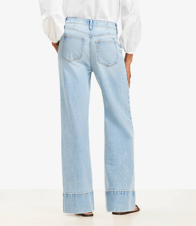 Petite High Rise Wide Leg Jeans Vintage Light Indigo Wash