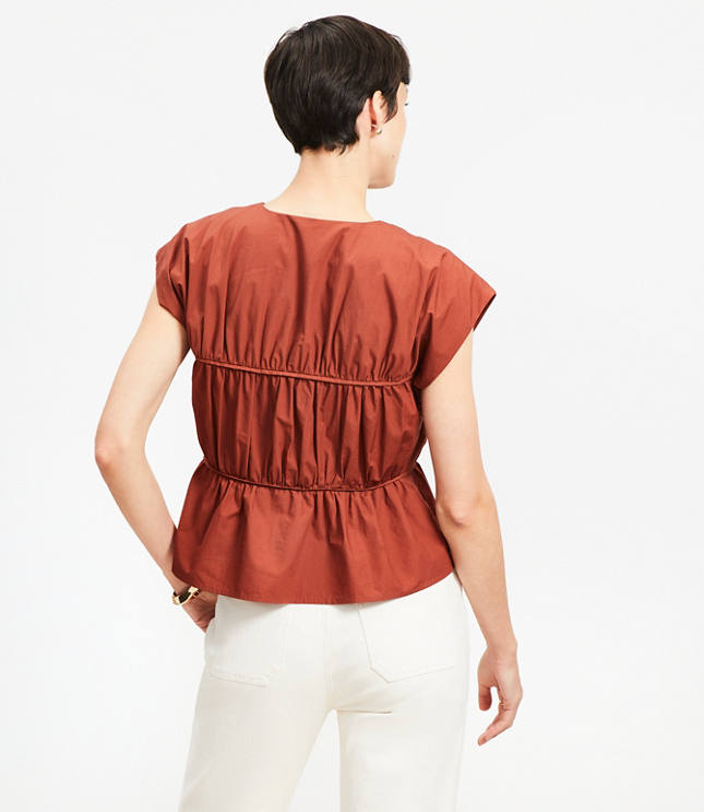Poplin Tie Peplum Top