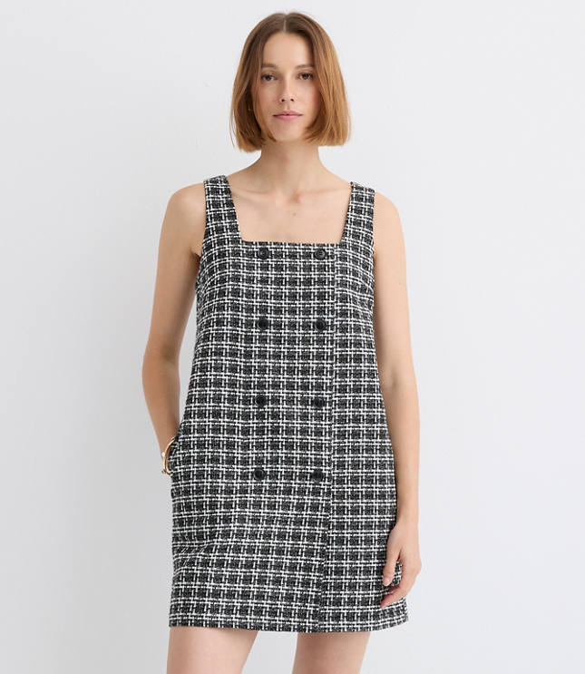 Tweed Double Breasted Mini Pocket Dress