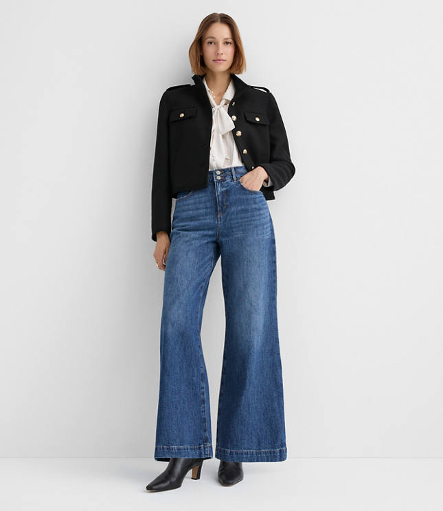 Petite Palazzo Jeans in White