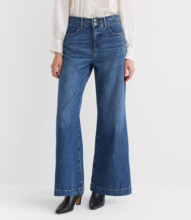 Petite Palazzo Jeans in White