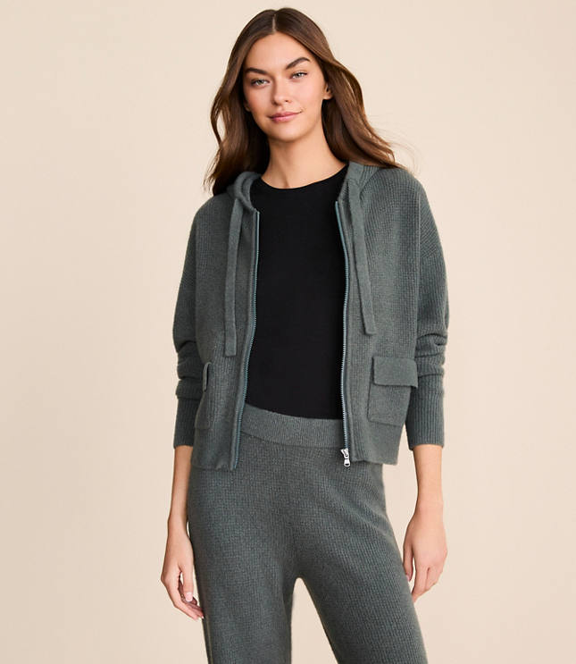 Lou & Grey Heathered Waffle Cloudstitch Zip Hoodie