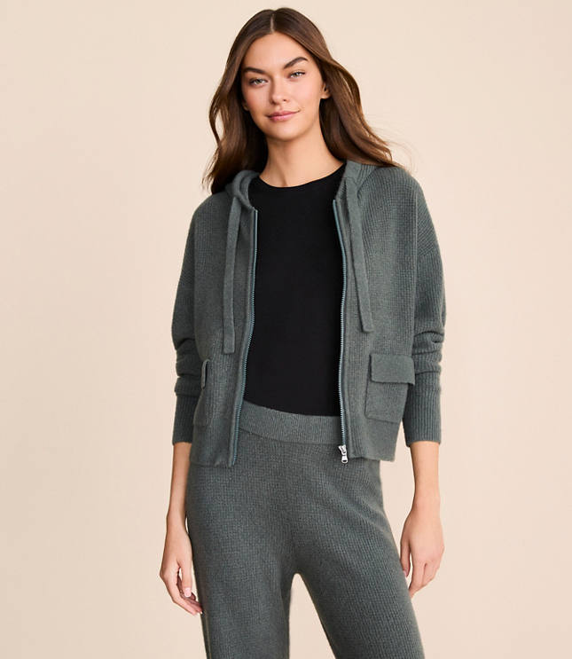 Lou & Grey Heathered Waffle Cloudstitch Zip Hoodie