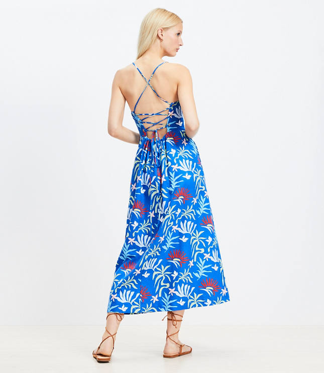 Petite LOFT Beach Sun Strappy Back Midi Dress