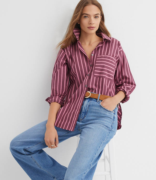 Striped Poplin Everyday Oversized Pocket Shirt