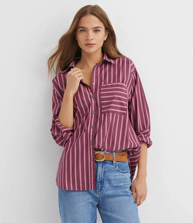 Striped Poplin Everyday Oversized Pocket Shirt