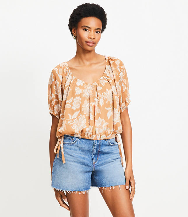 Floral Side Tie Bubble Top