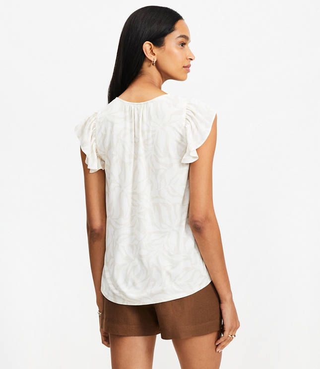 Jungle Mixed Media Flutter Sleeve Top