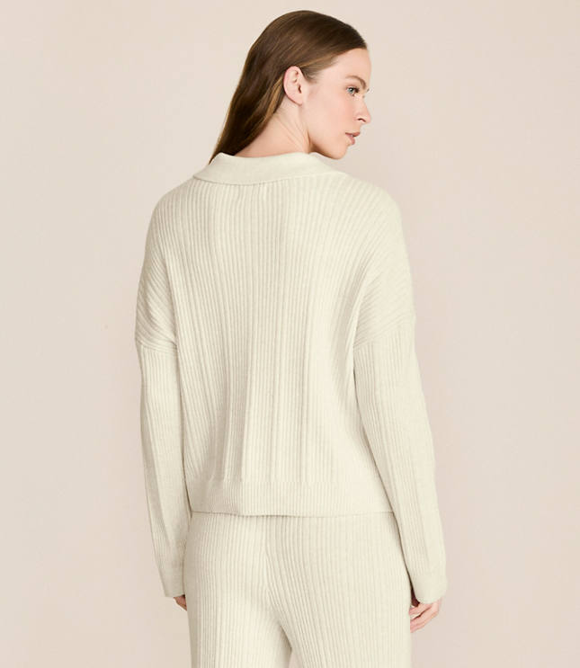 Lou & Grey Heathered Ribbed Collared Sweater