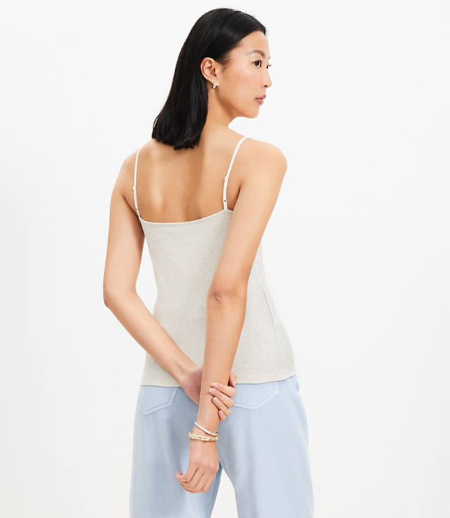 Heathered Lace Trim Ribbed Cami