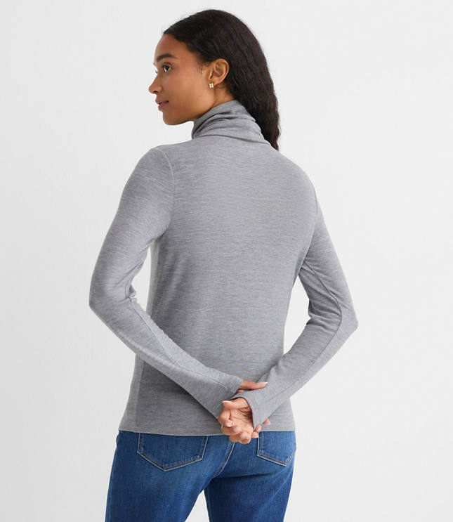 Heathered Jersey Turtleneck Top carousel Product Image 3