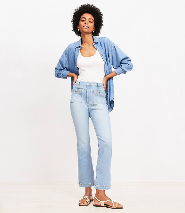 Tall Patch Pocket Kick Crop Jeans in Bright Vintage Wash