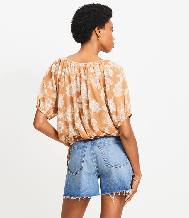 Petite Floral Side Tie Bubble Top