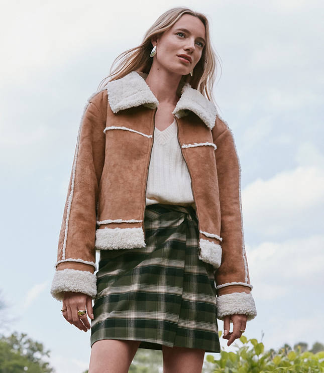 Plaid Brushed Flannel Twist Mini Skirt