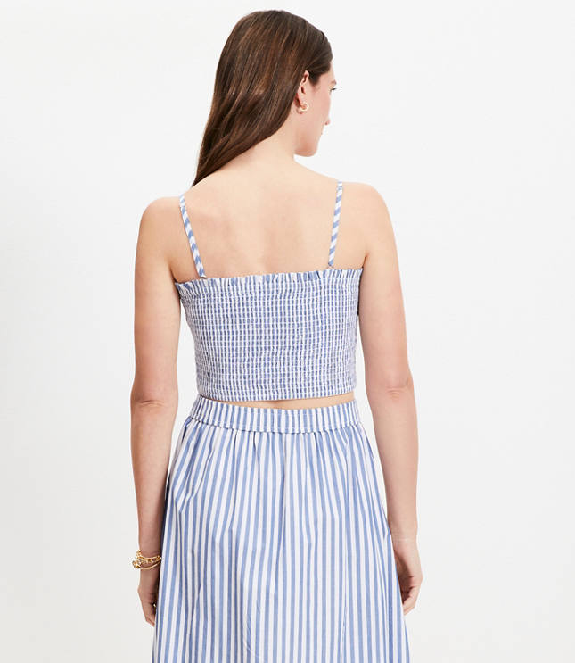 Petite Striped Poplin Smocked Cami
