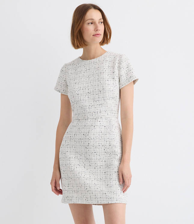 Tweed Short Sleeve Mini Dress