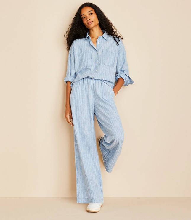 Petite Lou & Grey Striped Straight Pants