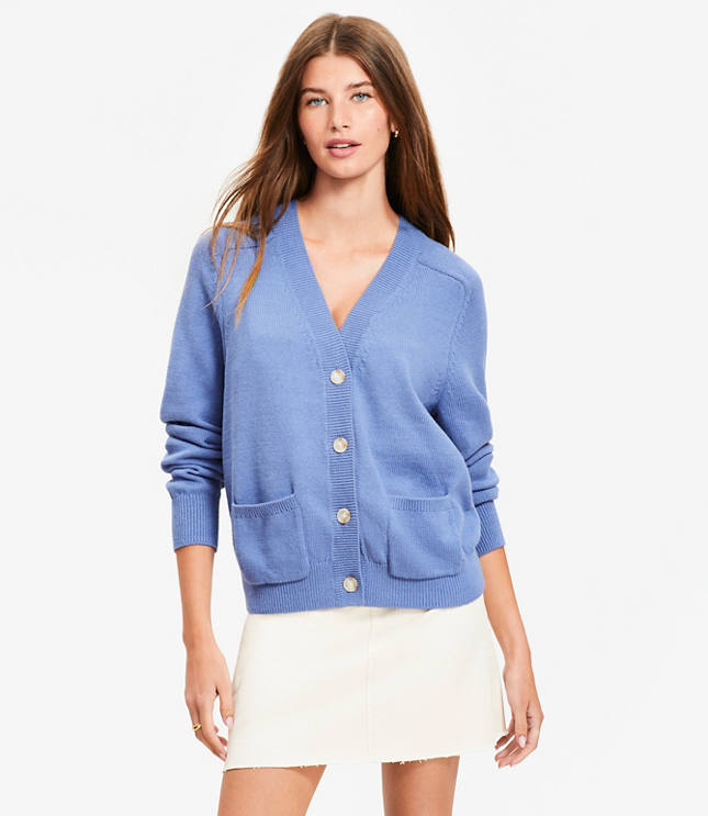 Petite V-Neck Pocket Cardigan