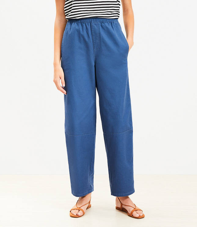 Petite Pull On Barrel Pants in Twill