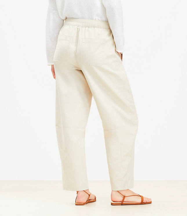Petite Pull On Barrel Pants in Twill
