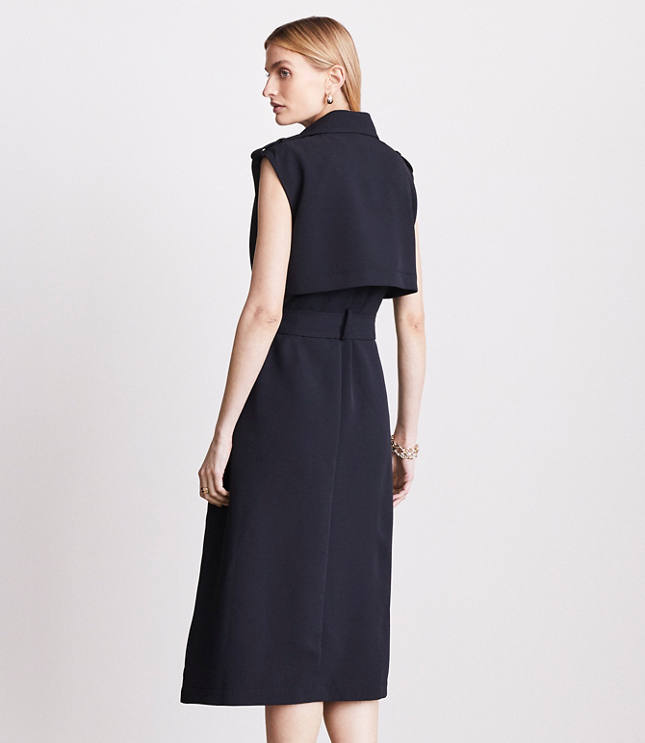 Petite LOFT Versa Crepe Drape Trench Vest