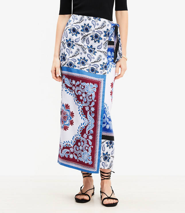 Petite Tiled Wrap Midi Skirt