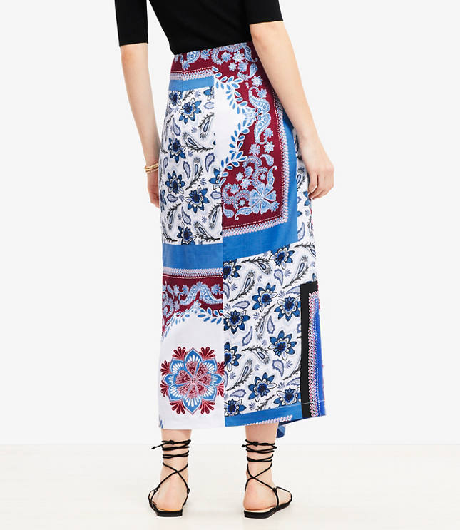 Petite Tiled Wrap Midi Skirt