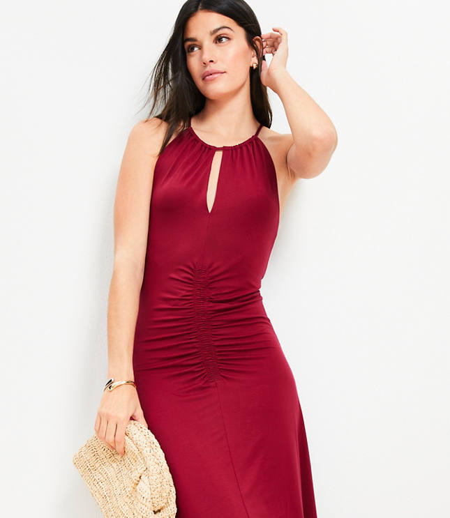 Ruched Midi Halter Dress
