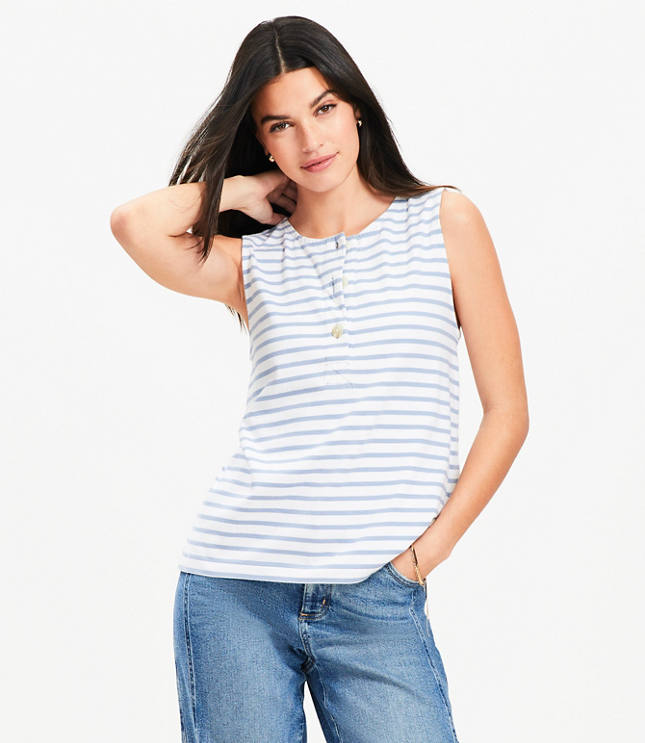 Striped Henley Tank Top