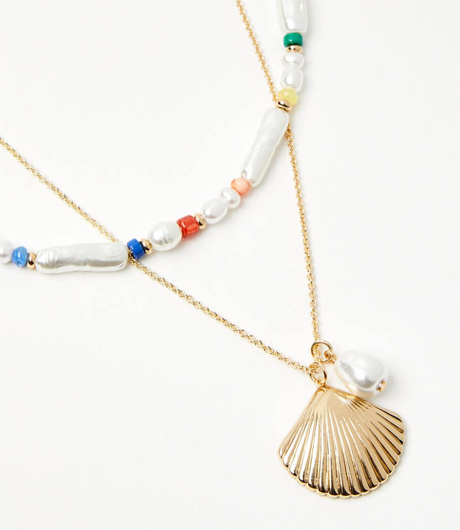 Pearlized Layered Coin Necklace