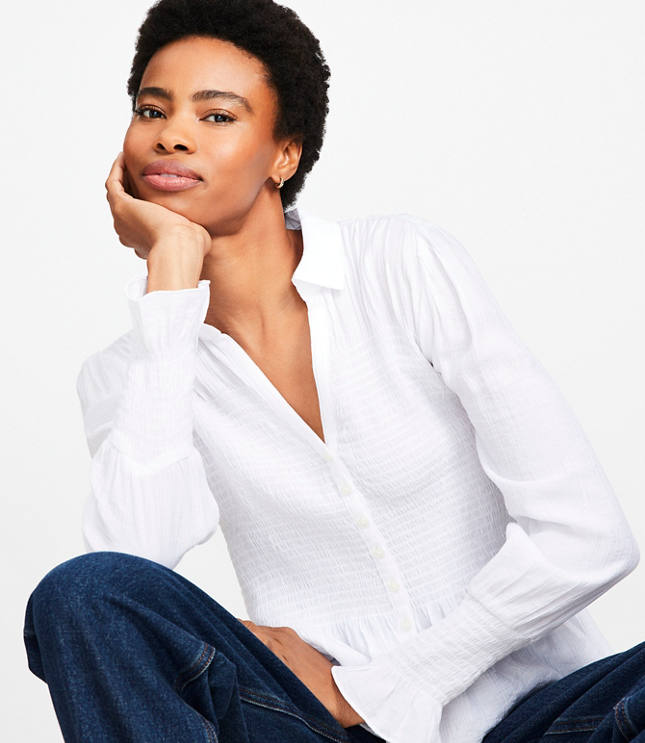 Smocked Peplum Blouse