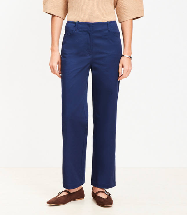Petite Darted Straight Pants in Stretch Cotton