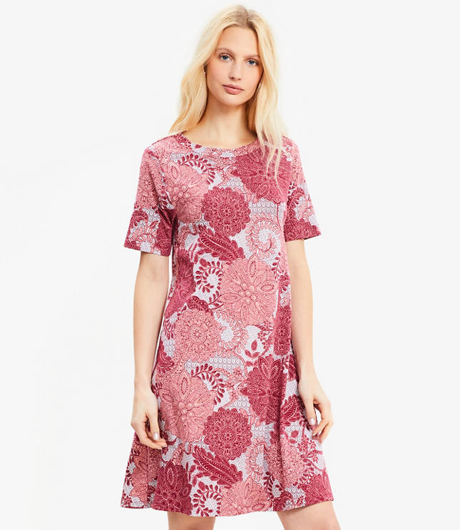Petite Floral Mini Swing Dress