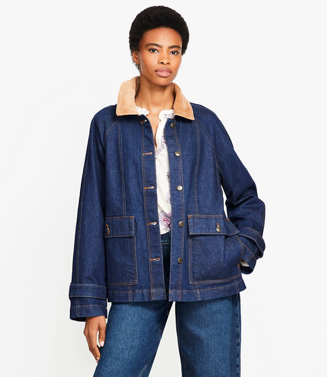 Denim Barn Jacket in Dark Rinse Wash