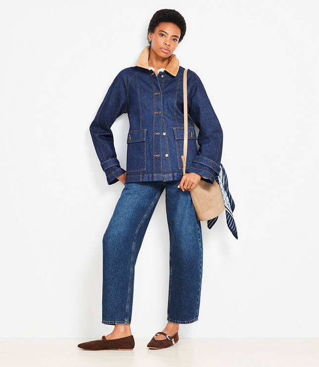 Denim Barn Jacket in Dark Rinse Wash
