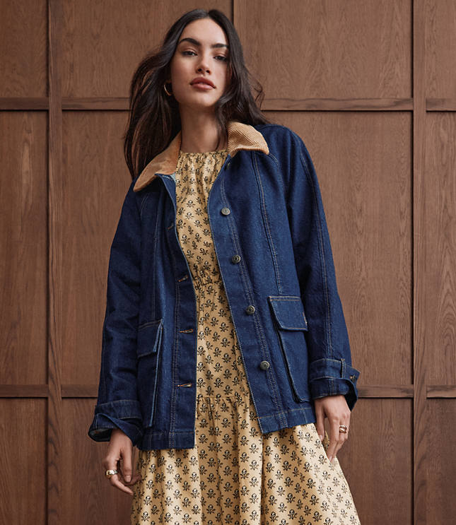 Denim Barn Jacket in Dark Rinse Wash