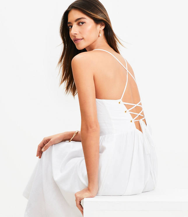 LOFT Beach Strappy Back Midi Dress
